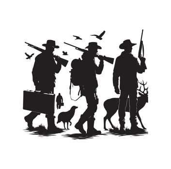 Hunting Man Silhouette illustration vector