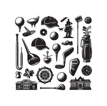 Golf Icon collection illustration silhouette style vector