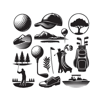 Golf Icon collection illustration silhouette style vector