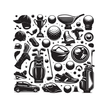 Golf Icon collection illustration silhouette style vector