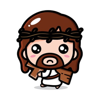 cute jesus carrying a cross vector