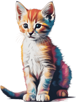 Close-up painting of a cute kitten. Ai Generate png
