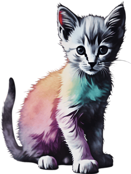 Close-up painting of a cute kitten. Ai Generate png