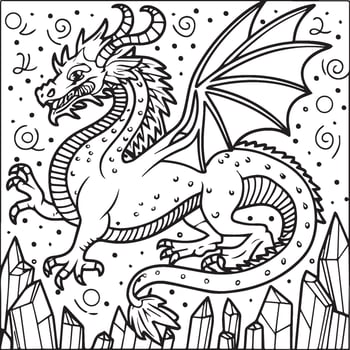 Hand drawn dragon outline illustration vector