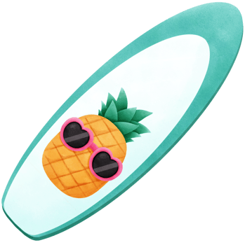 Green summer beach surfboard png