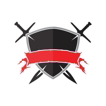 Blank shield shape logo template. Gaming blank badge logo vector