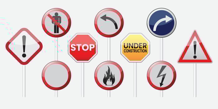 Collection of warning, mandatory, prohibition and information traffic signs. road sign, illustration vector
