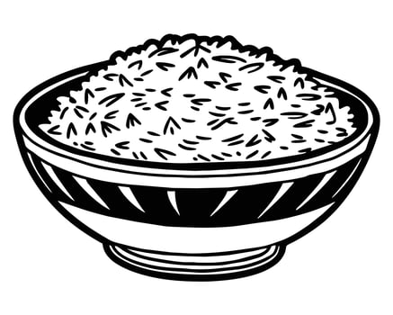 Rice food black and white line art drawing illustration vector