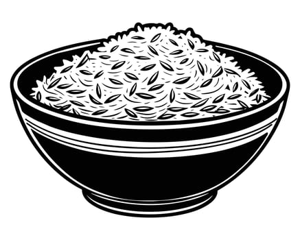 Rice food black and white line art drawing illustration vector