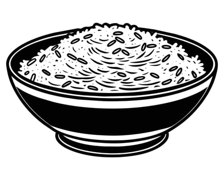 Rice food black and white line art drawing illustration vector