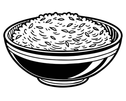 Rice food black and white line art drawing illustration vector