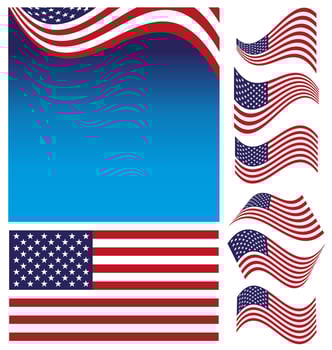 American Flag Set vector