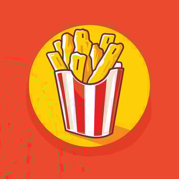 French fries cartoon illustration fastfood concept flat design vector