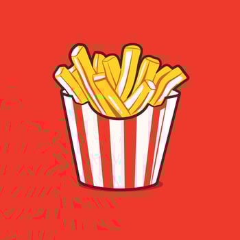 French fries cartoon illustration fastfood concept flat design vector