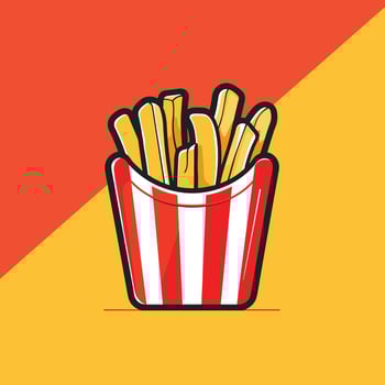 French fries cartoon illustration fastfood concept flat design vector