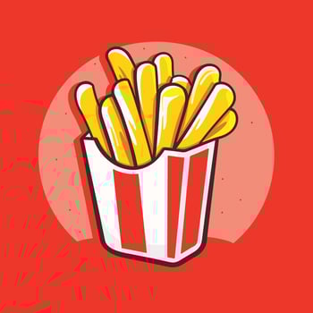 French fries cartoon illustration fastfood concept flat design vector