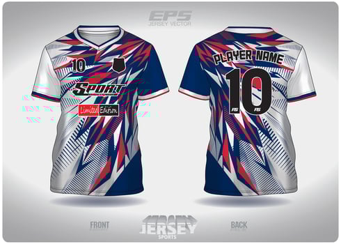 EPS jersey sports shirt .red blue broken glass pattern design, illustration, textile background for V-neck sports t-shirt, football jersey shirt vector