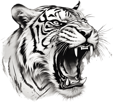 Close-up painting of a tiger. Ai Generate png
