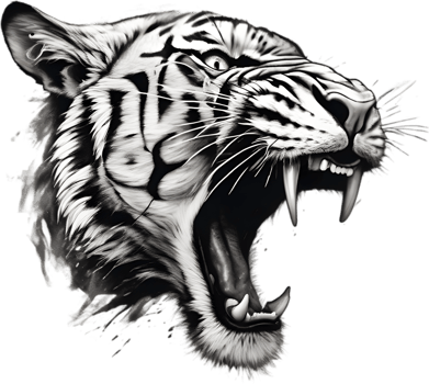 Close-up painting of a tiger. Ai Generate png