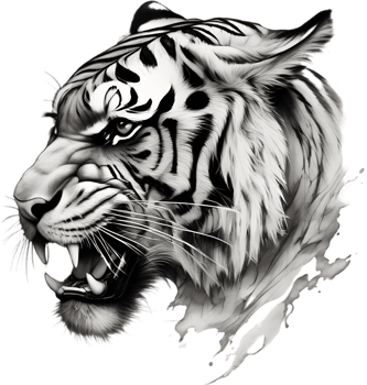 Close-up painting of a tiger. Ai Generate png