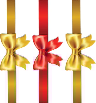 Set of decorative golden and red color premium ribbon design vector