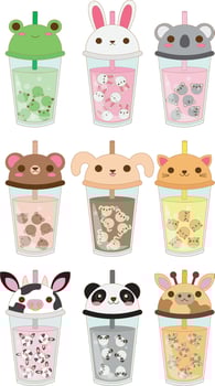 Animal Themed Boba Tea vector