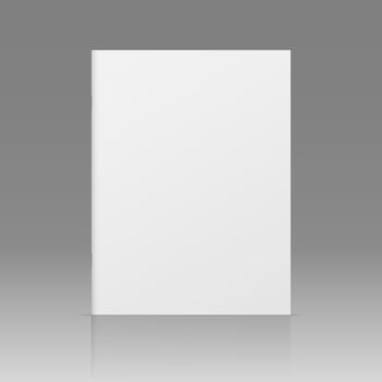 realistic standing 3d magazine mockup with white blank cover isolated. vector