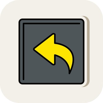 Curved Left Line Filled White Shadow Icon vector