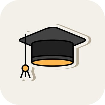 Mortarboard Line Filled White Shadow Icon vector