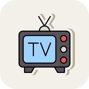 Tv Line Filled White Shadow Icon vector