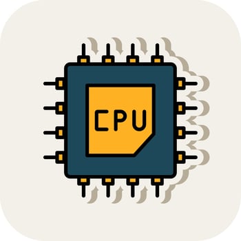 Processor Line Filled White Shadow Icon vector