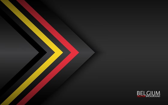 Modern colorful arrows with Belgian colors and grey free space for your text, abstract widescreen background, Made in Belgium vector