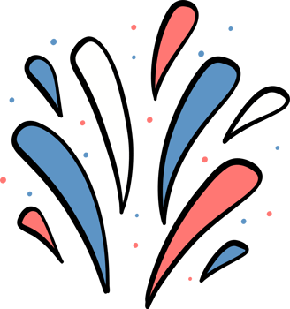 Retro Groovy 4th of July fireworks Independence day festive cartoon doodle drawing png