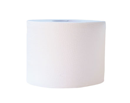 Front view or side view of tissue paper or toilet paper in roll isolated with clipping path in file format png