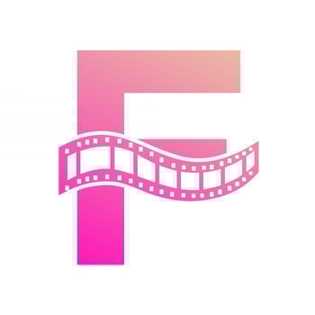 Letter F with Films Roll Symbol. Strip Film Logo For Movie Sign and Entertainment Concept vector