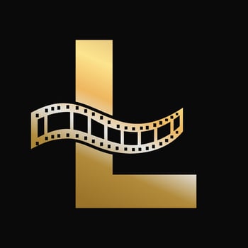 Letter L with Films Roll Symbol. Strip Film Logo For Movie Sign and Entertainment Concept vector