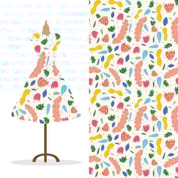 Fabric pattern design for a womans dress. vector