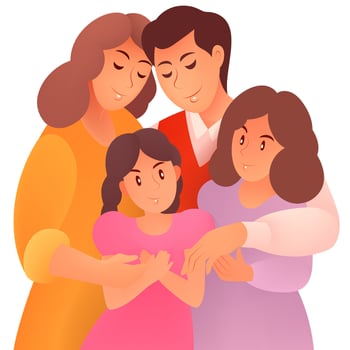 Family parents and children embrace together vector