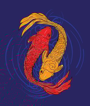 Koinobori Carp streamers on gold elements background. Japanese translate Golden week holiday vector