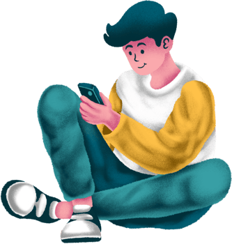 Student holding phone illustration png