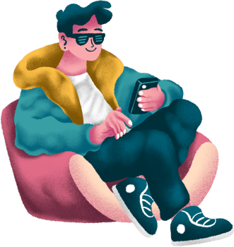 Student holding phone illustration png
