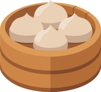 Illustration of a Steamed Dumplings in a Wooden Basket vector