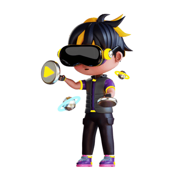 3d Cute Boy using VR Music png