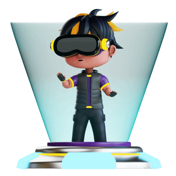 3d Cute Boy Metaverse Experience png