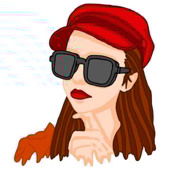 Summer Theme Beautiful Woman Wearing Sunglasses vector