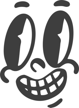 Cartoon retro face. Vintage mascot with comic cute eyes and mouth. Funny happy smiling character expression. 30-50s design emotions element. Simple caricature head png