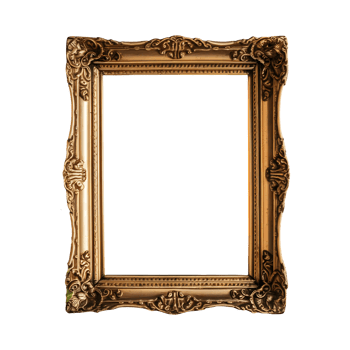Blank antique gold picture frame isolated on transparent background png