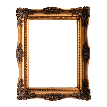 Blank antique gold picture frame isolated on transparent background png