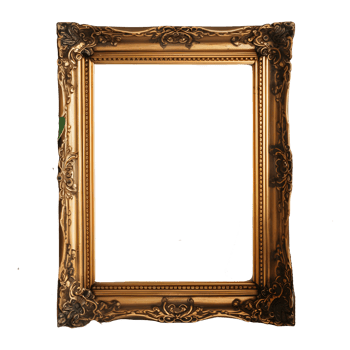Blank antique gold picture frame isolated on transparent background png
