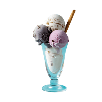 a set of ice creams in a tall glass isolated on transparent background png